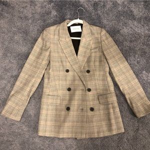 Aritzia double breasted plaid jacket